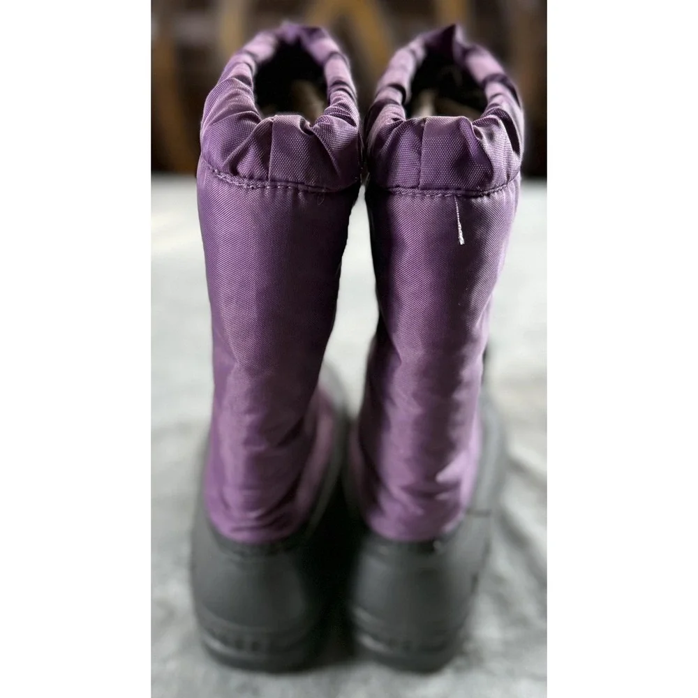 Kamik Snow Boots Youth‎ Size 4 Purple Black Waterproof Insulated Drawstring